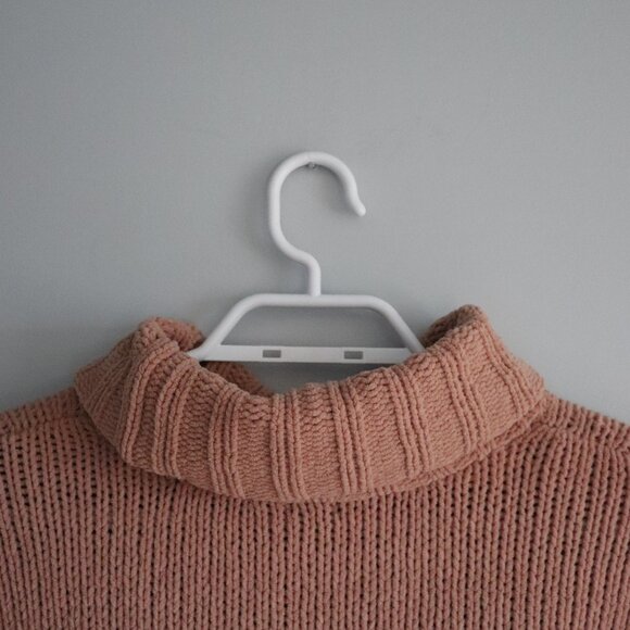 Aerie Womens Sz S Brown Chenille Oversized Turtleneck Chunky Knit Soft Sweater - Picture 7 of 14